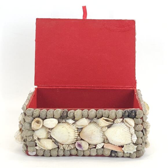 Vtg Seashell Jewelry Trinket Box Chest Sailor Valentine Nautical Handmade 6.5” - Picture 6 of 14